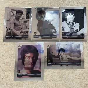 All 5 Bruce Lee Dragon 2024 Silver Chrome Refractor MMA Movie Cards BV $50